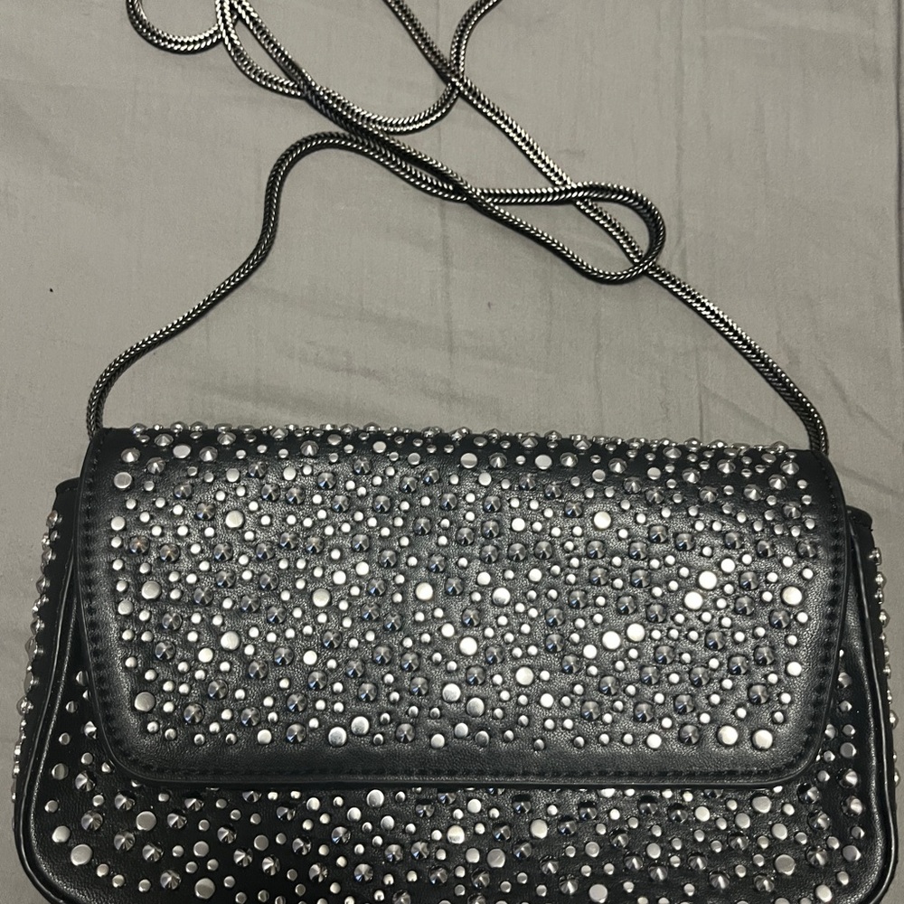 Zara Black Studded Shoulder Bag